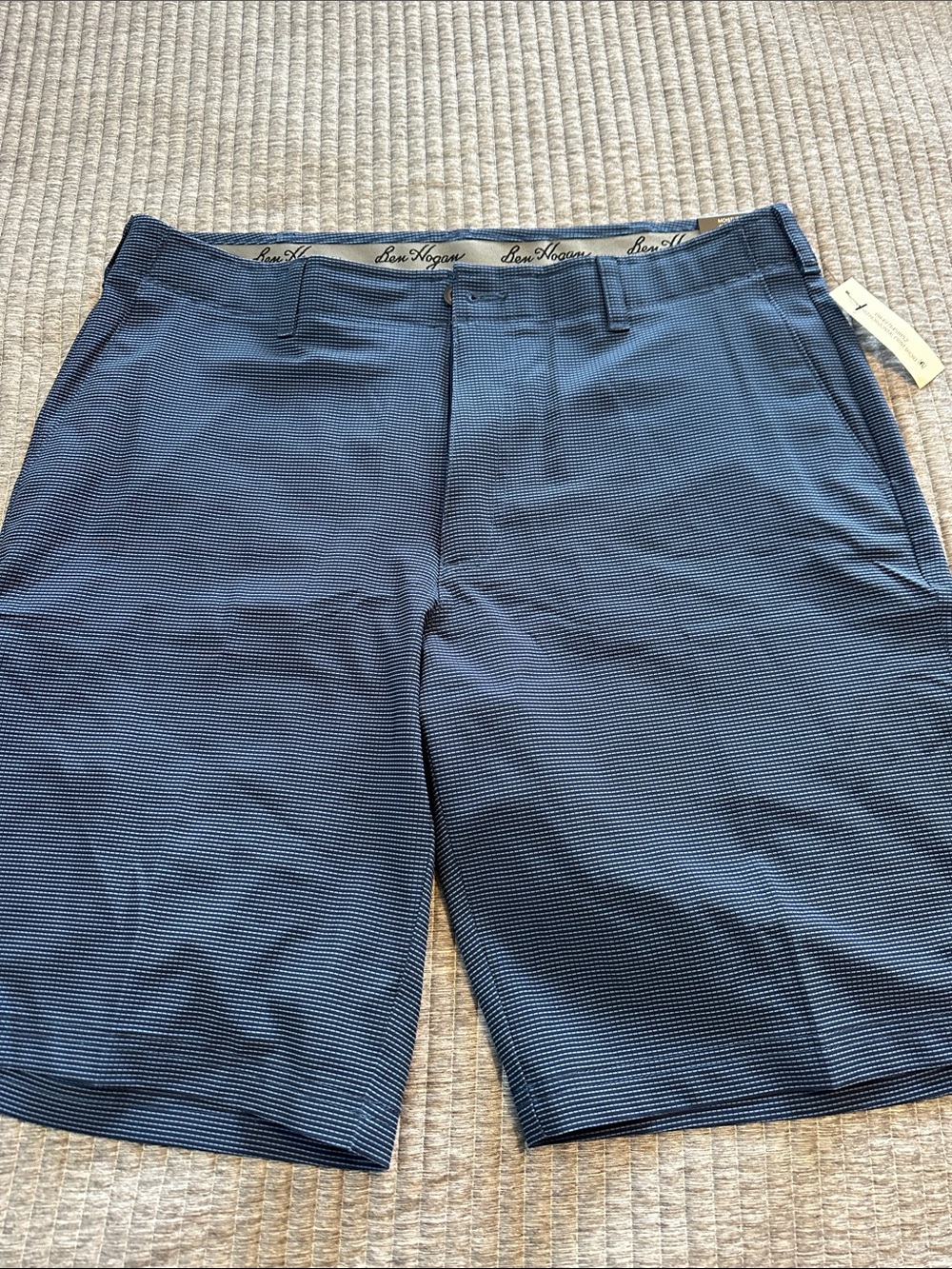 Hogan Men's Navy Micro-Pattern Flat Front Shorts